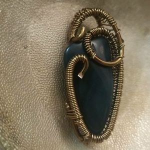 Hand Wrapped Green Agate Pendant